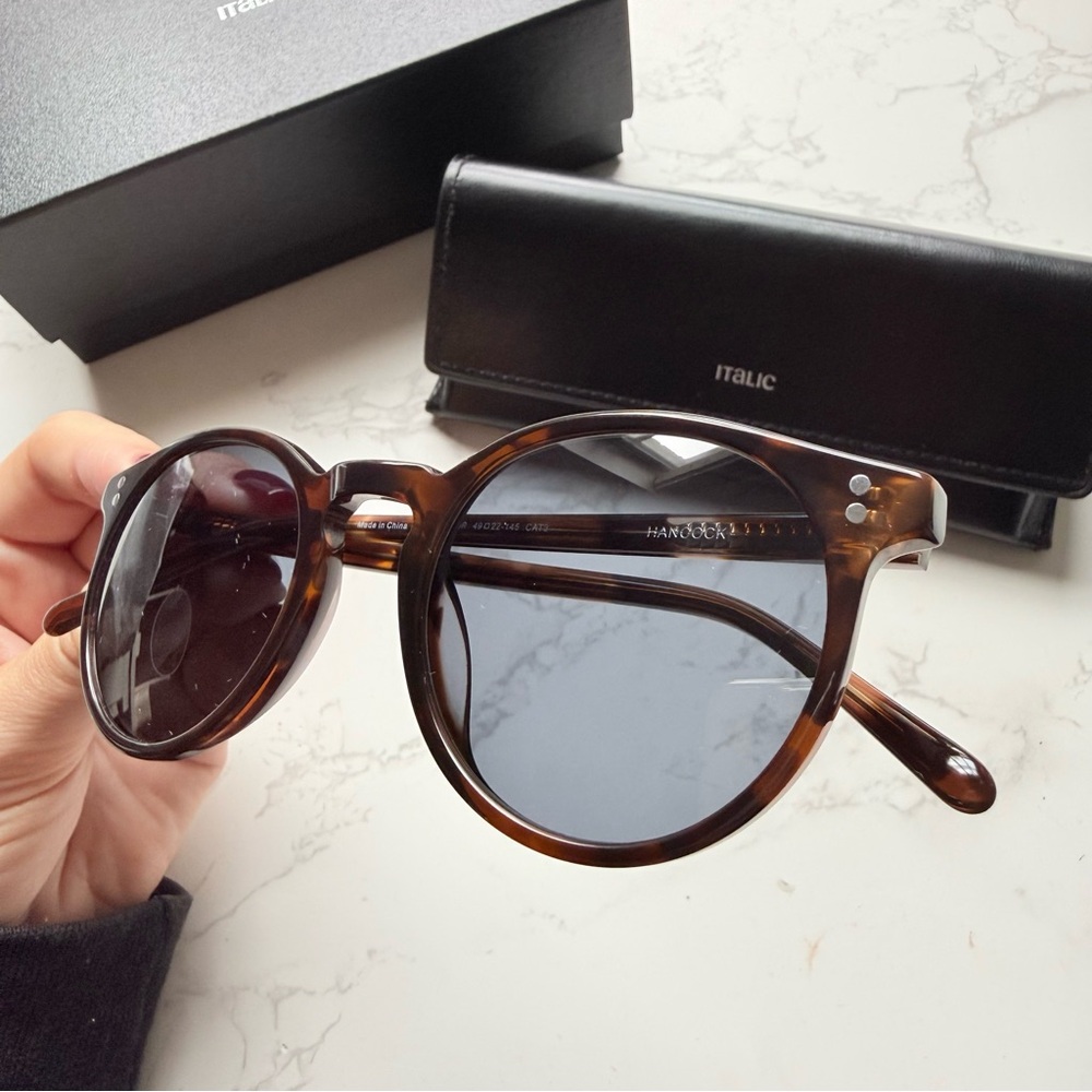NEW Italic Round Brown Tortoise Sunglasses - Picture 3 of 10